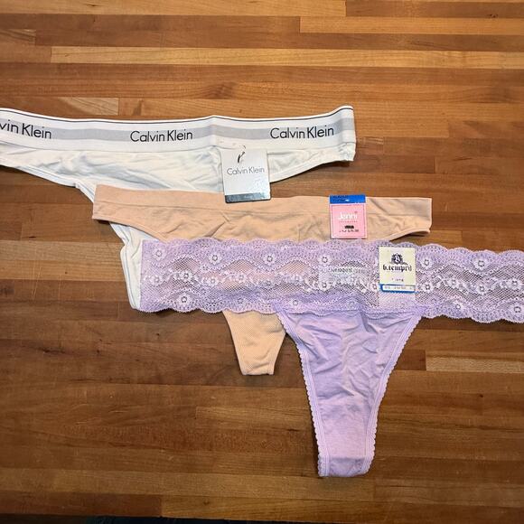 Assorted Thong pant set of 3 white/purple/tan  XL - Picture 1 of 16